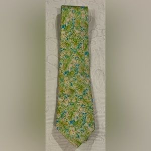 Lilly Pulitzer Men’s Tie with Palm Design- Green Pink Blue